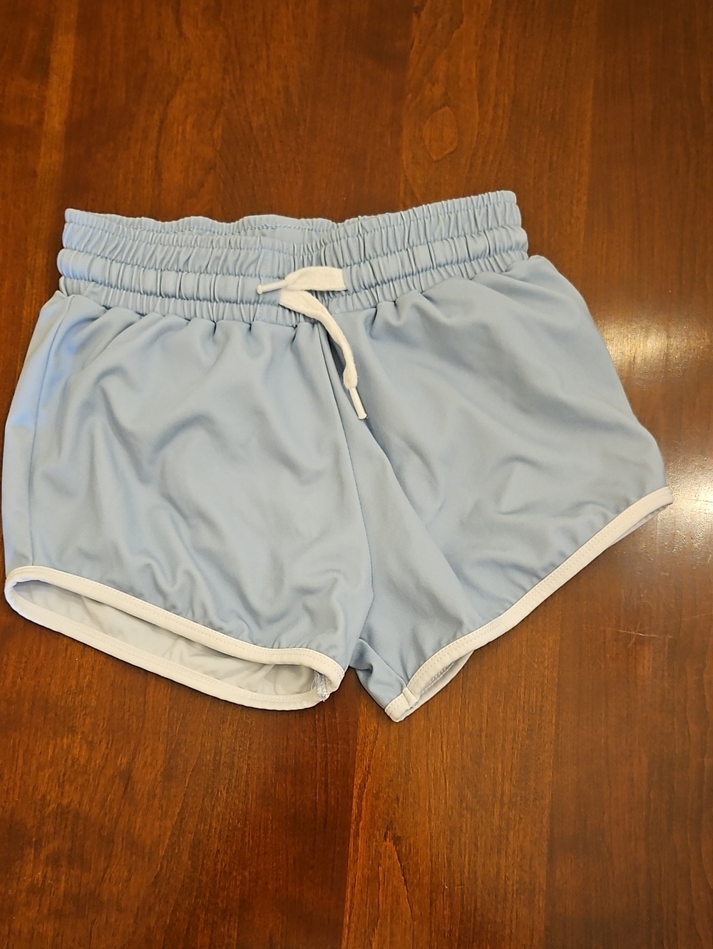 Pearl Sky Blue Swim Shorts with White Trim